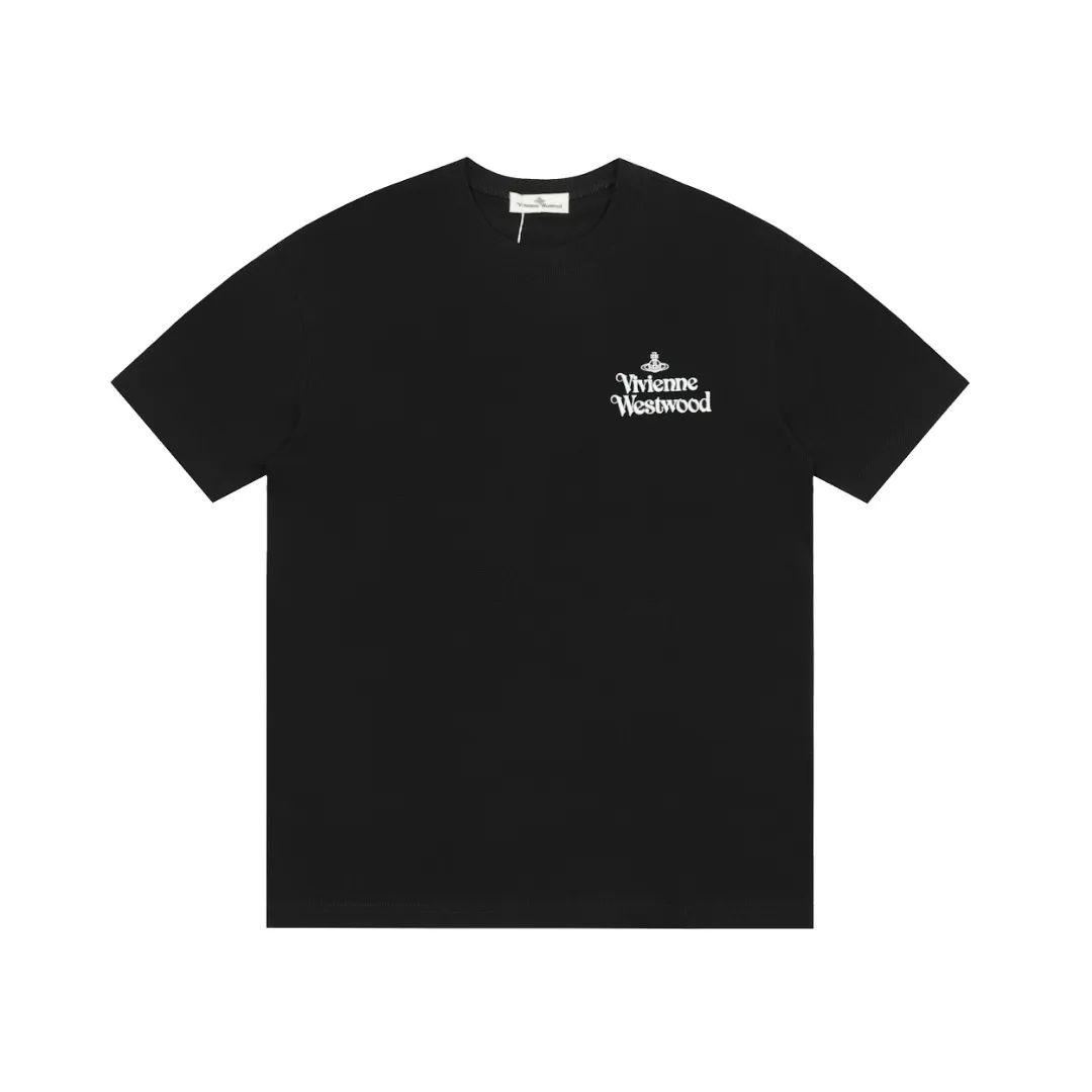 vivienne west wood Queen Mother West classic logo printed short sleeves, color matching, high-end niche, fashionable must-have matching style, 2024 top hot style, no need to say more, just open the details. Size: XS-L Color: black white